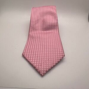 Dockers Men Tie Pink‎ Woven Checkered Stain Resistant Business Casual Office